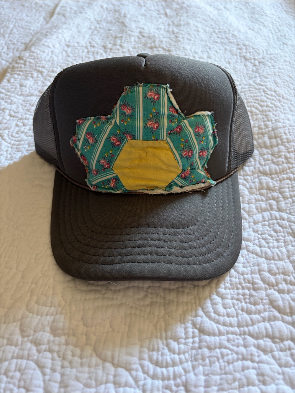 Vintage Quilt Gray Trucker Hat